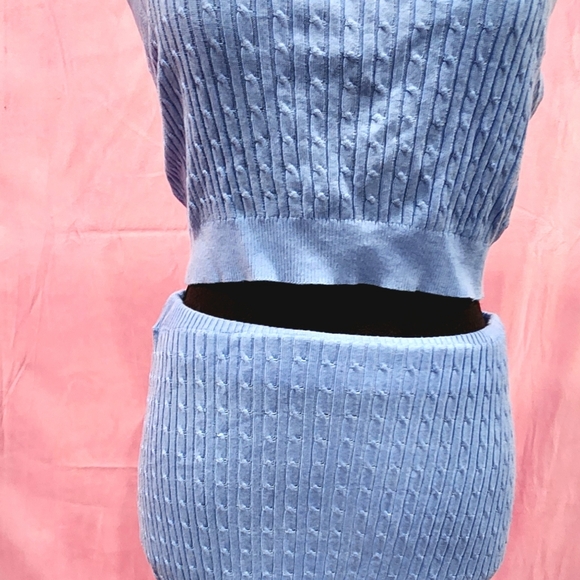 Nwt fashion nova blue 3 piece sweater skirt set pinup - Picture 13 of 16